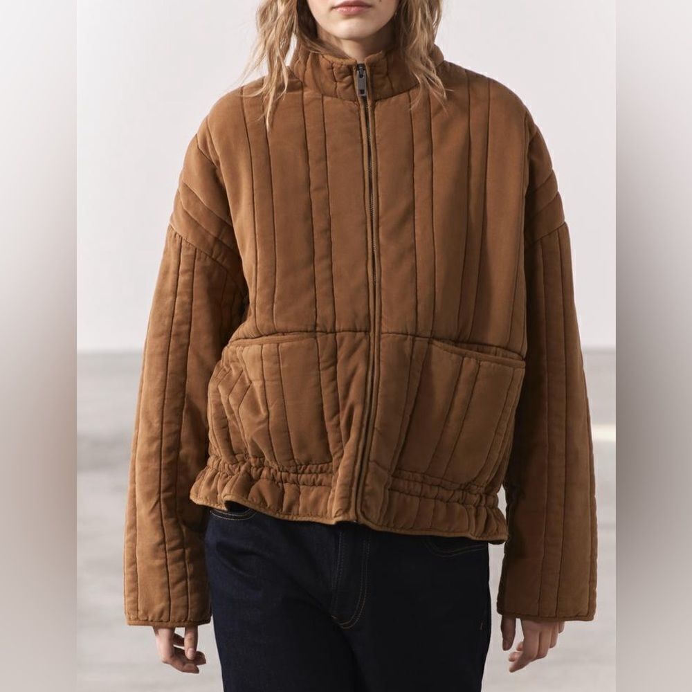 ZARA WASHED EFFECT QUILTED JACKET ZW COLLECTION - Picture 8 of 12